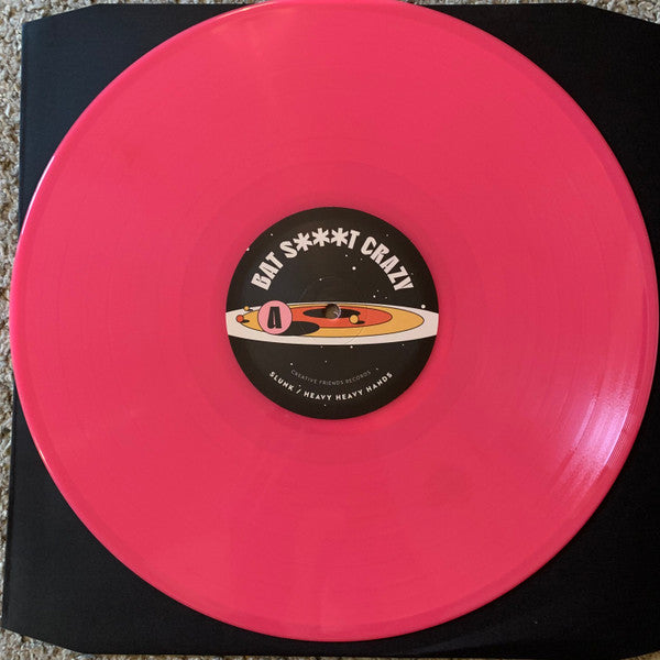 Image of Label Cover of LP - EX/EX - TUMMYACHE, HEAVY HEAVY HANDS, D GAGE, SLUNK, Bat Split Crazy (Creative Friends Records; CFRLP001,  2023, Picture Sleeve, Pink Vinyl), , 4 way split from friends across the south west of England! All produced by Peter Miles at Middle Farm Studios. Pink vinyl from Creative Friends Records. - 2926328E
