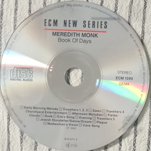 Image of Label Cover of CD - VG+/VG - MEREDITH MONK, Book Of Days (ECM New Series; ECM New Series 1399, Germany 1990, Jewel Case), ,  - 2916480C
