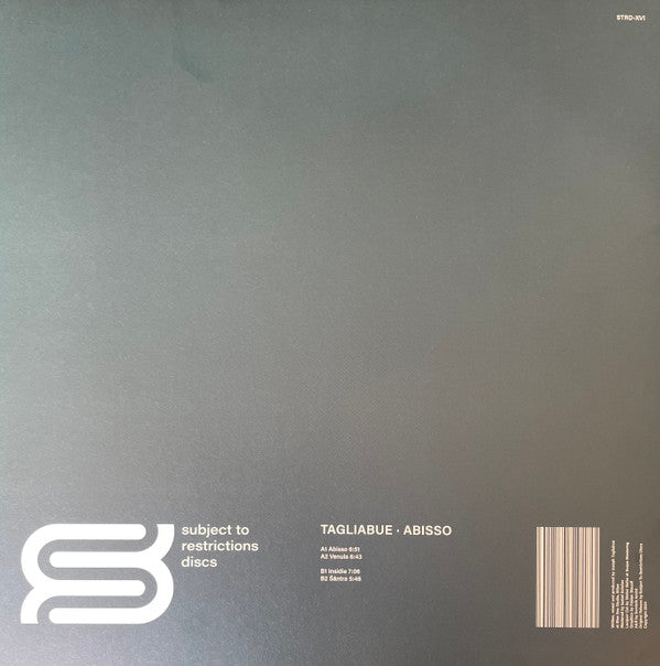 Image of Back Cover of 12" EP - VG+/VG - TAGLIABUE, Abisso (Subject To Restrictions Discs ; STRD-XVI, Switzerland 2024, Picture Sleeve), , A1	Abisso	A2	Venula	B1	Insidie	B2	  ntra - 2926345E