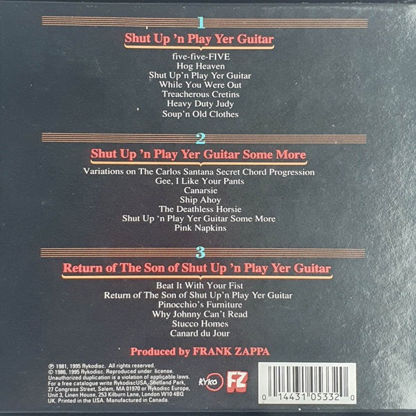 Image of Back Cover of 3xCD - VG/VG+ - FRANK ZAPPA, Shut Up 'n Play Yer Guitar (Rykodisc; RCD 10533/34/35, USA & Europe , Box Set, Booklet & 3 Inners), Corner Bump,  - 2916481C