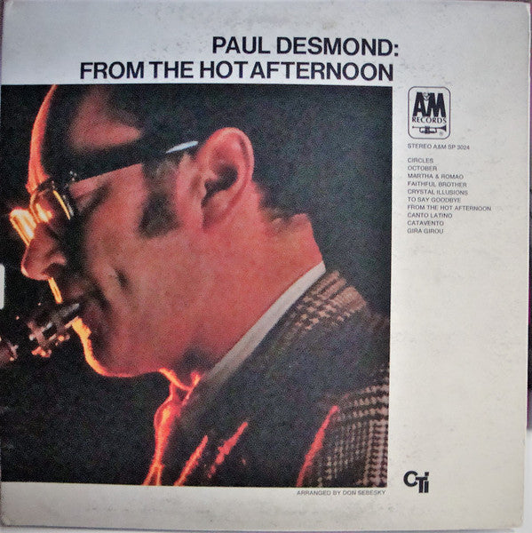 Image of Front Cover of LP - VG/VG - PAUL DESMOND, From The Hot Afternoon (A&M Records; SP-3024, US 1969, Promo, Pasteback Gatefold Sleeve), hairlines, edge wear,  - 2946278S