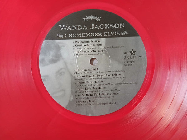 Image of Back Cover of LP - VG+/EX - WANDA JACKSON, I Remember Elvis (Cleopatra; CLP2132, US 2008, Clear Plastic Sleeve, Insert, Limited Edition, Numbered, Red vinyl), Number 45/300.,  - 2926335E