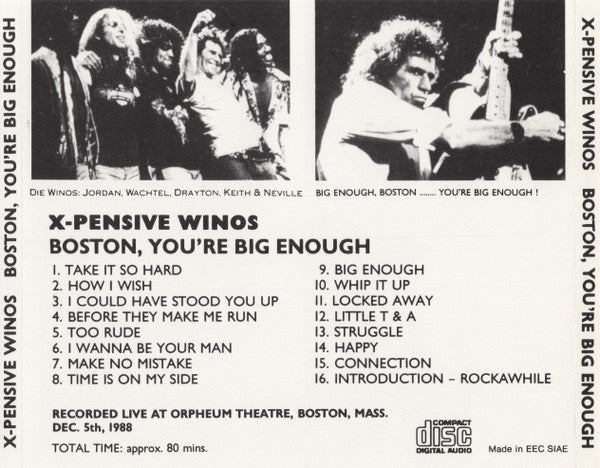 Image of Back Cover of CD - VG+/VG - X-PENSIVE WINOS, Boston, You're Big Enough (A Library Product; 2320, Europe 1990, Jewel Case), ,  - 3016002C