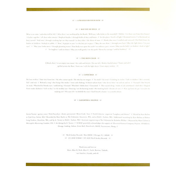 Image of Back Cover of 2xLP - VG+/VG+ - SUMAC, May You Be Held (Thrill Jockey; THRILL 531, US 2020), ,  - 3046003S