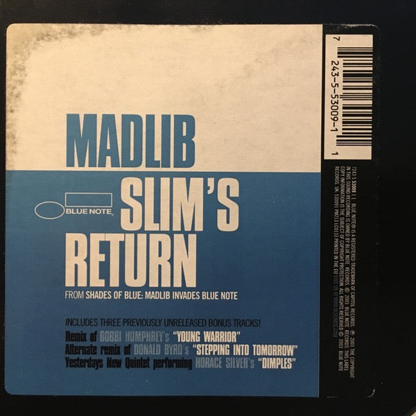 Image of Front Cover of 12" - VG/VG - MADLIB, Slim's Return (Blue Note; 7243 5 53009 1 1, Europe 2003, Stickered Plain Sleeve), ,  - 3016046C