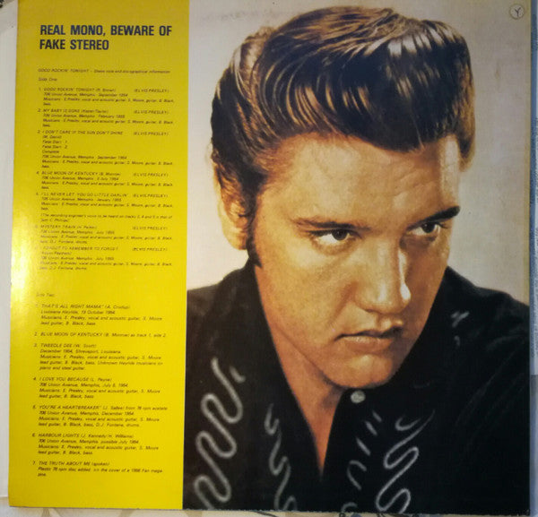 Image of Back Cover of LP - VG/VG+ - ELVIS PRESLEY, Good Rockin' Tonight (Bopcat; BCR-100, Netherlands 1980s Reissue, Insert, Mono), Sleeve and insert slightly dirty but in good condition., Late 1970s / early 1980s collection. Sun out-takes & Louisiana Hayride live tracks. Originals came with insert. - 3026049E