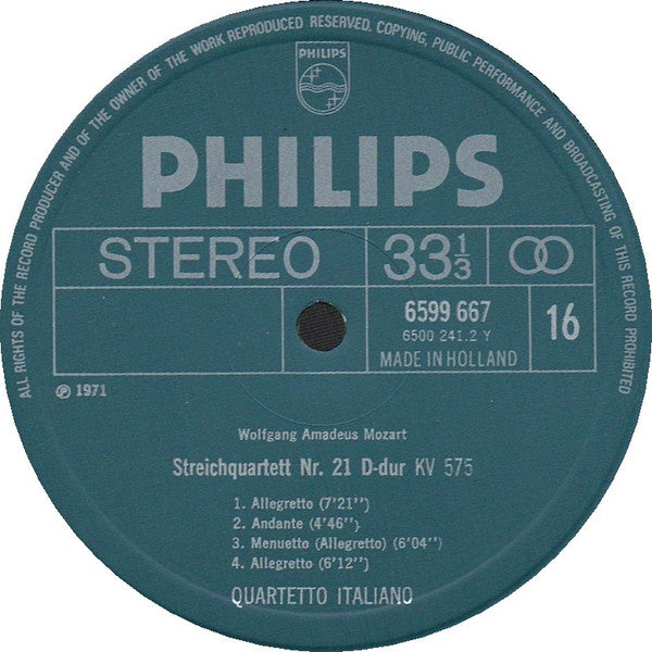 Image of Label Cover of 9xLP - VG+/VG+ - QUARTETTO ITALIANO, Mozart: Complete Works For String Quartet (Philips; 6747 097, Netherlands , Box Set, Booklet), ,  - 3026063E