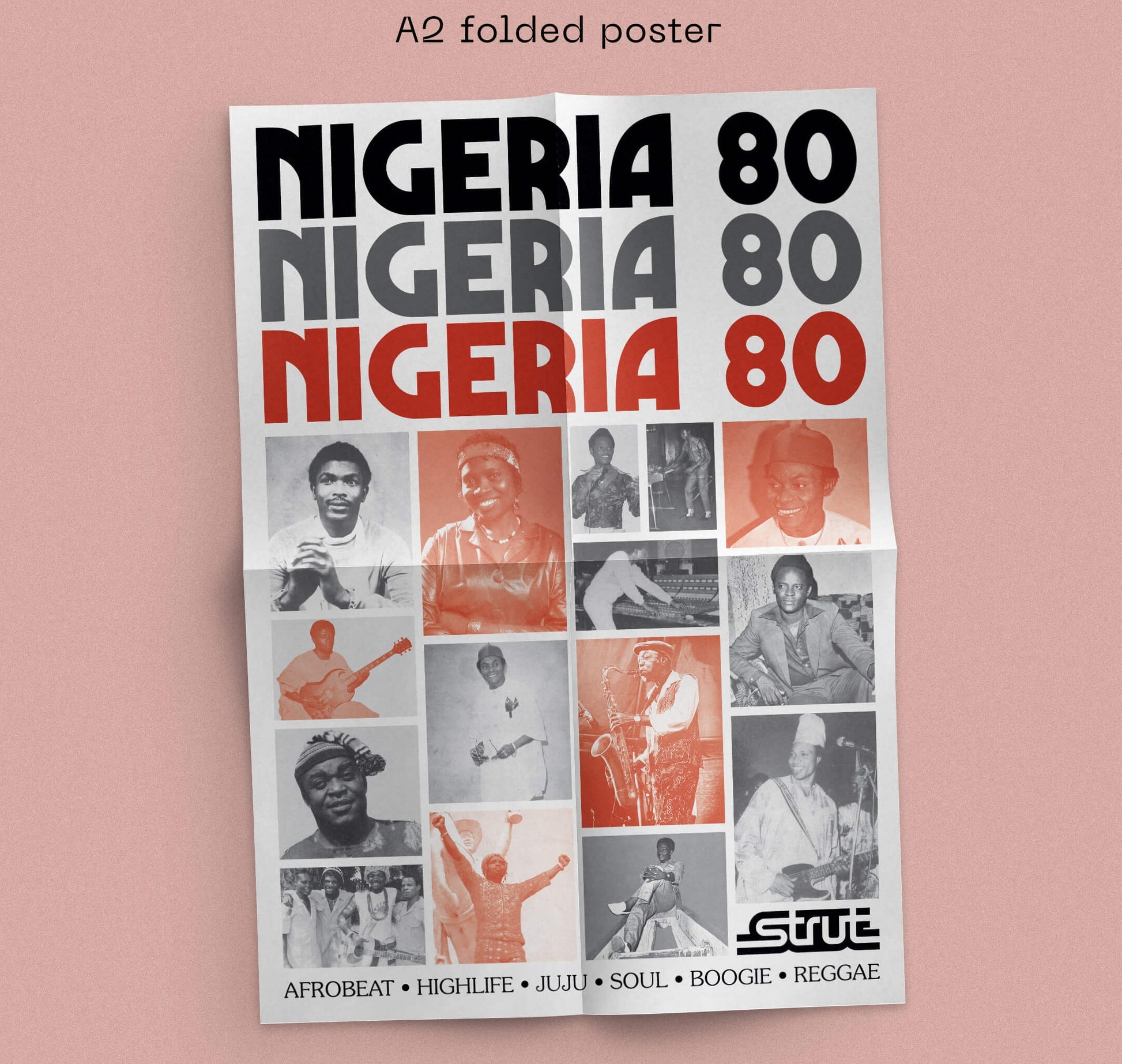Image of Label Cover of 2xLP - NEW/NEW - VARIOUS ARTISTS, Nigeria 80 - Dinked Edition (Strut Records; STRUT344LPD, UK 2026, Gatefold, Inksplosion Coloured Vinyl, Red/White & Black/White, Limited Pressing of 400, Dinked Edition No. 429, A2 Folded Poster, Liner Notes. ), , Strut presents Nigeria 80, the next essential chapter in the legendary Nigeria 70 series, diving deep into the explosive sound world of 1980s Nigeria.Following the global impact of 2001's Nigeria 70, which helped introduce rare Nigerian r