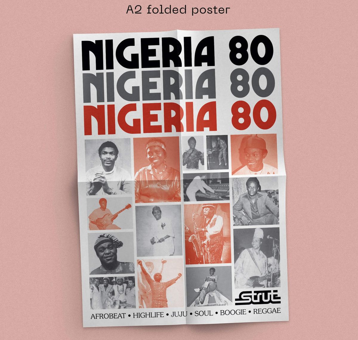 Image of Label Cover of 2xLP - NEW/NEW - VARIOUS ARTISTS, Nigeria 80 - Dinked Edition (Strut Records; STRUT344LPD, UK 2026, Gatefold, Inksplosion Coloured Vinyl, Red/White & Black/White, Limited Pressing of 400, Dinked Edition No. 429, A2 Folded Poster, Liner Notes. ), , Strut presents Nigeria 80, the next essential chapter in the legendary Nigeria 70 series, diving deep into the explosive sound world of 1980s Nigeria.Following the global impact of 2001's Nigeria 70, which helped introduce rare Nigerian r