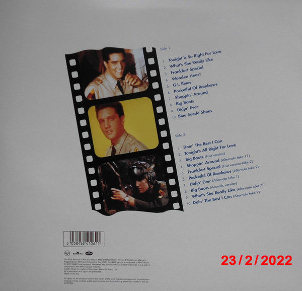 Image of Back Cover of LP - VG+/EX - ELVIS PRESLEY, G.I. Blues (Castle Music; ELVIS106, UK 2001, Stickered Picture Sleeve, Booklet & Inner, With 7"), Still In Opened Shrinkwrap. 7" is missing.,  - 3026058E