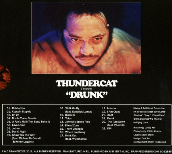 Image of Back Cover of CD - NEW/NEW - THUNDERCAT, Drunk (Brainfeeder; BFCD064, Europe 2017, Slipcase, Booklet), ,  - 3336197E
