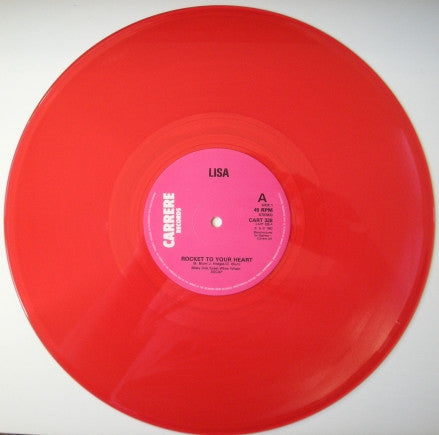 Image of Label Cover of 12" - VG/VG - LISA, Rocket To Your Heart (Carrere; CART 328, UK 1983, Picture Sleeve, Red Transparent Vinyl), ,  - 3016065C