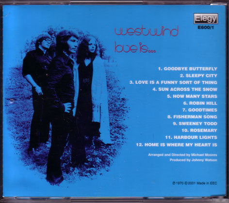 Image of Back Cover of CD - VG+/VG+ - WESTWIND, Love Is... (Elegy; E600/1, UK 2001, Jewel Case), ,  - 3036037E