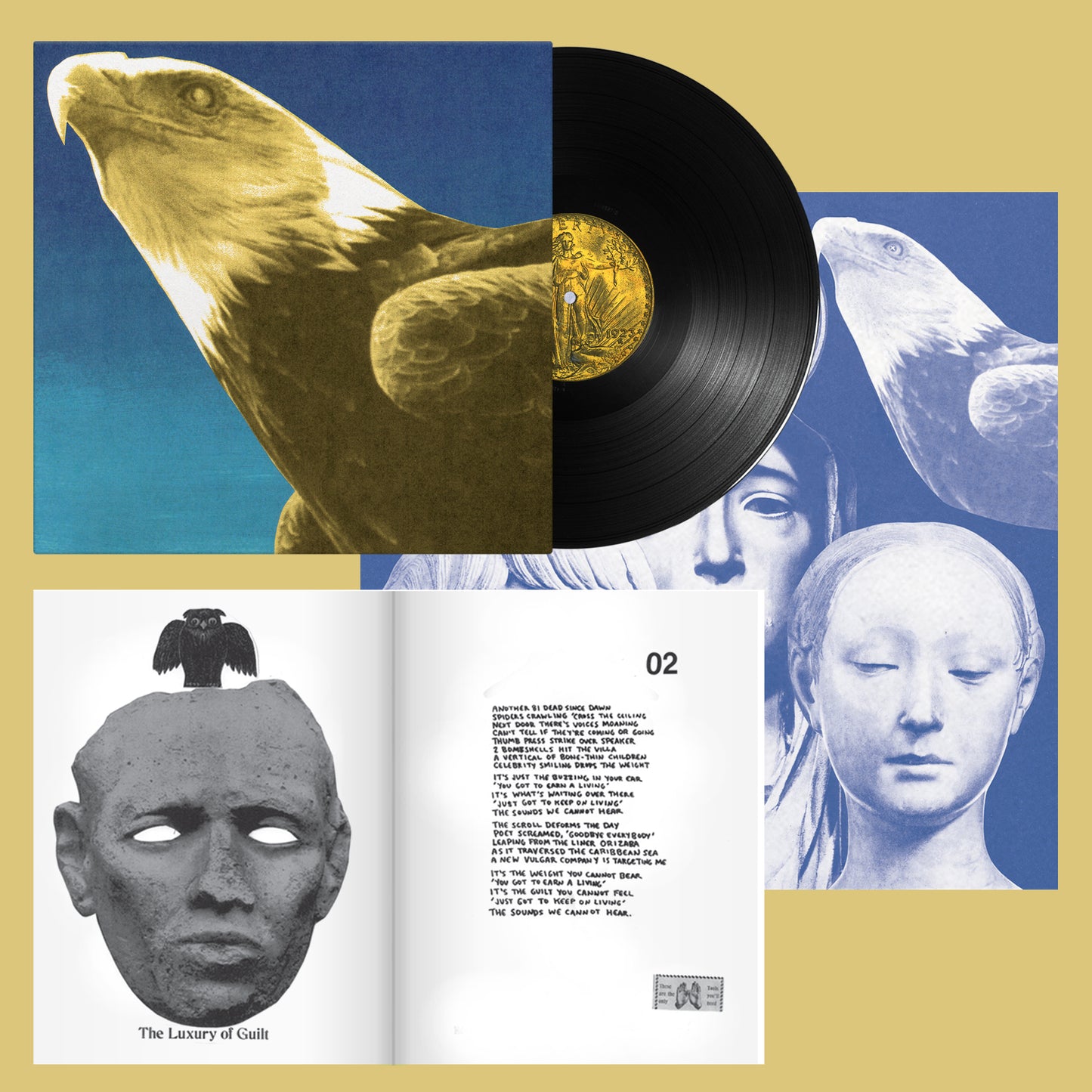 Image of Back Cover of LP - NEW/NEW - PROTOMARTYR, Hotel Usona (Domino; WIGLP571, UK 2026, 24 Page Zine, Poster, Black Vinyl), , Recorded with legendary producer Dave Fridmann (Nick Cave, MGMT, The Flaming Lips) at his own Tarbox Road Studios in western New York, Hotel Usona—Protomartyr's seventh full-length studio album—is an effort that finds the Detroit post-punk outfit reckoning with the horrors of our current moment. It is not easy listening. It’s essential. Over the last two decades, Protomartyr—vocal