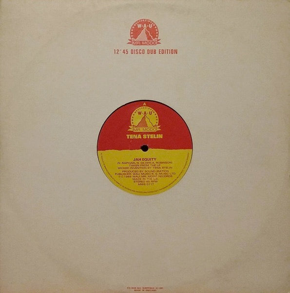 Image of Front Cover of 12" - VG/VG+ - TENA STELIN, Jah Equity (WAU! Mr. Modo Recordings; MWS 011T, UK 1989, Company Sleeve), A few light scuffs, plays VG+. HWOL. Light storage wear on company sleeve.,  - 3016139C