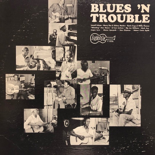 Image of Front Cover of LP - G+/VG - VARIOUS, Blues 'N Trouble (Arhoolie Records; F1006, US Reissue, Pasteback Sleeve), Top seam split. Disc is a strong VG.,  - 3016146C