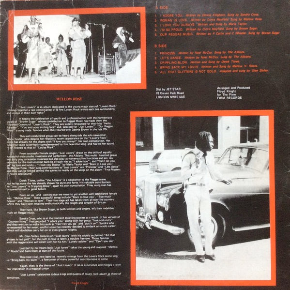 Image of Back Cover of LP - VG/VG+ - VARIOUS ARTISTS, Just Lovers (Firm Records; FR999, UK 1980s, White Label), ,  - 3016160C