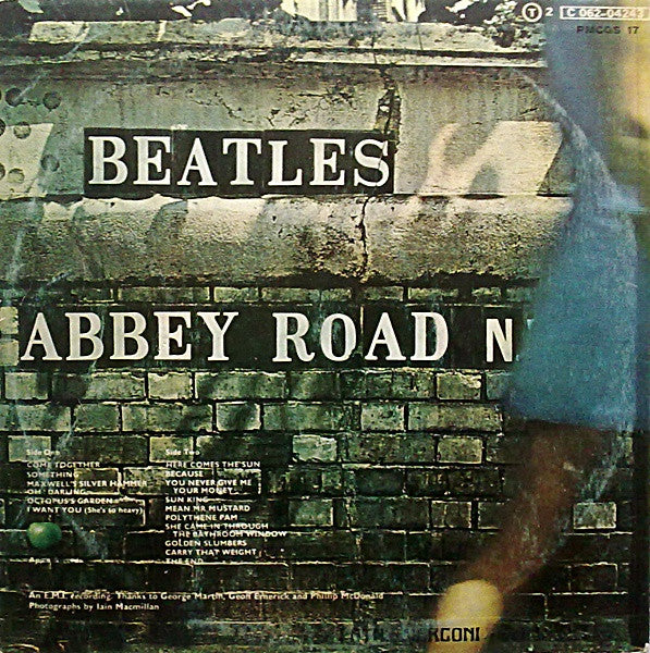Image of Back Cover of LP - VG/G - THE BEATLES, Abbey Road (Apple Records; PMCGS 17, Greece 1969, Laminated Front Sleeve), feelable scratches, edge wear,  - 3046071S