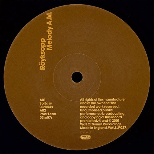 Image of Label Cover of 2xLP - G+/G - R YKSOPP, Melody A.M. (Wall Of Sound; WALLLP027, UK 2001, 2 Inners), Both discs are extensively scuffed and scratchd with heavy hairlines. Playback is generally with occassional light pops and static. Sleeve is wringworn and marked and a small split along the bottom and heavy edge wear.,  - 3016097C