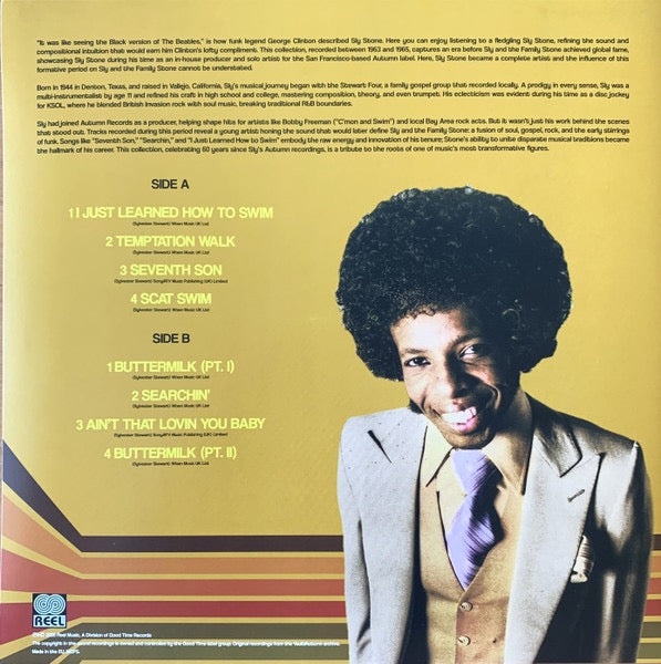 Image of Back Cover of LP - EX/EX - SLY STONE, The Autumn Sessions 1963-65 (Reel; RMLP8777, Europe 2025, Green Vinyl. RSD 2025), Still In Opened Shrinkwrap With Hype Sticker,  - 3016175C