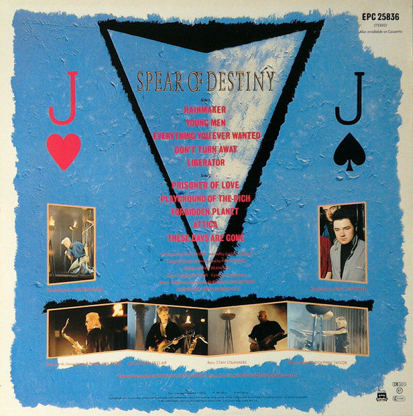 Image of Back Cover of LP - VG+/VG+ - SPEAR OF DESTINY, One Eyed Jacks (Epic; EPC 25836, UK 1984), A few very light hairlines.,  - 3016122C