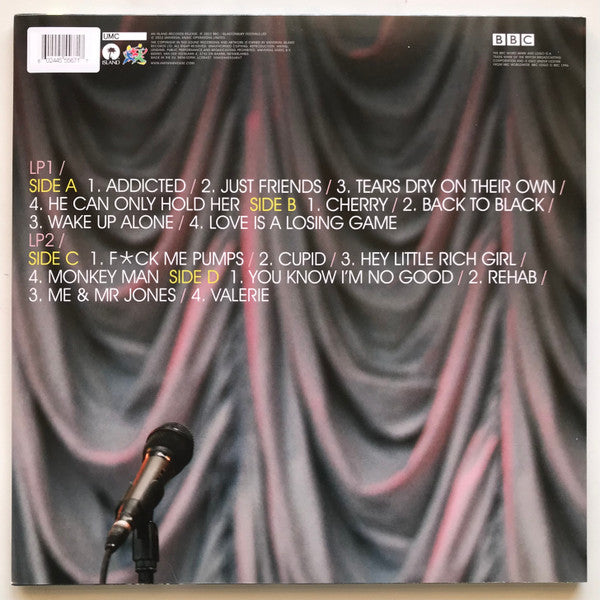 Image of Back Cover of 2xLP - VG+/EX - AMY WINEHOUSE, Live At Glastonbury 2007 (UMC; 4555684, Europe 2022, Picture Sleeve, 2 Inners, Limited Edition, Clear Vinyl, 180 Gram), ,  - 3026155E
