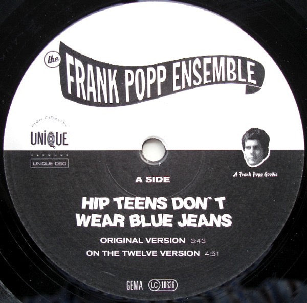 Image of Label Cover of LP - VG/VG+ - THE FRANK POPP ENSEMBLE, Hip Teens Don't Wear Blue Jeans (Unique; UNIQUE 050, Germany 2001), ,  - 3016207C
