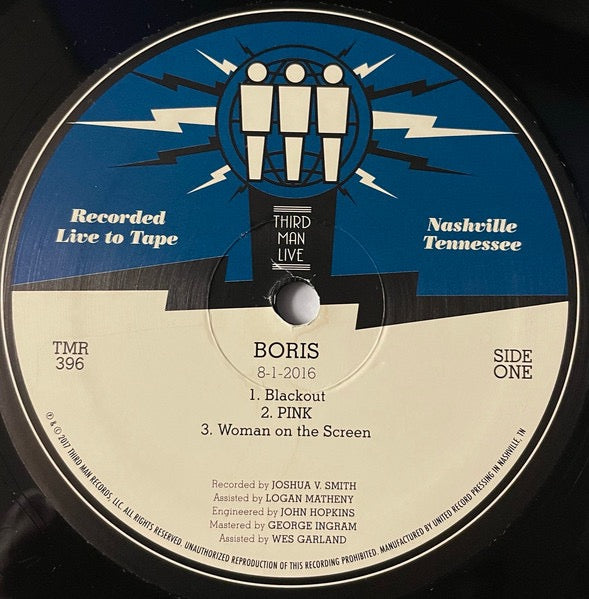 Image of Label Cover of 12" - EX/VG+ - BORIS, Live At Third Man Records (Third Man Records; TMR-396, US 2017, Die Cut Sleeve), ,  - 3016193C