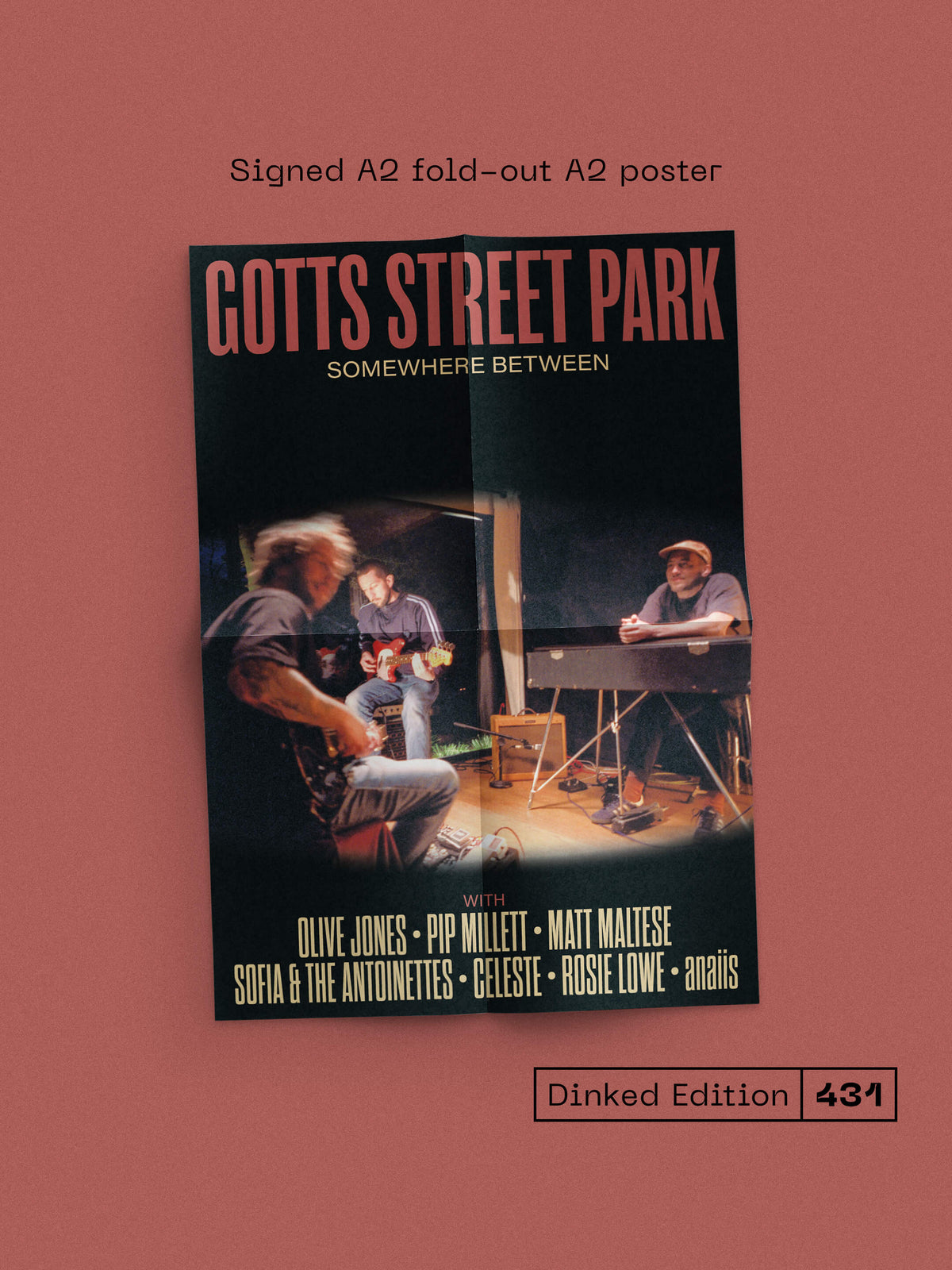 Image of Back Cover of LP - NEW/NEW - GOTTS STREET PARK, Somewhere Between - Dinked Edition (Play It Again Sam; PIASR1680LPS, UK 2026, Signed Poster, Tri-colour effect vinyl, Signed A2 fold-out A2 poster, Limited pressing of 500, EXCLUSIVE to Dinked Edition, Dinked No. 431), , 3 years after their critically acclaimed album ‘On The Inside’, Gotts Street Park come back with their new album ‘Somewhere Between’, featuring Celeste, Matt Maltese, Rosie Lowe, Pip Millett, Sofia and the Antoinettes, anaiis and Oli