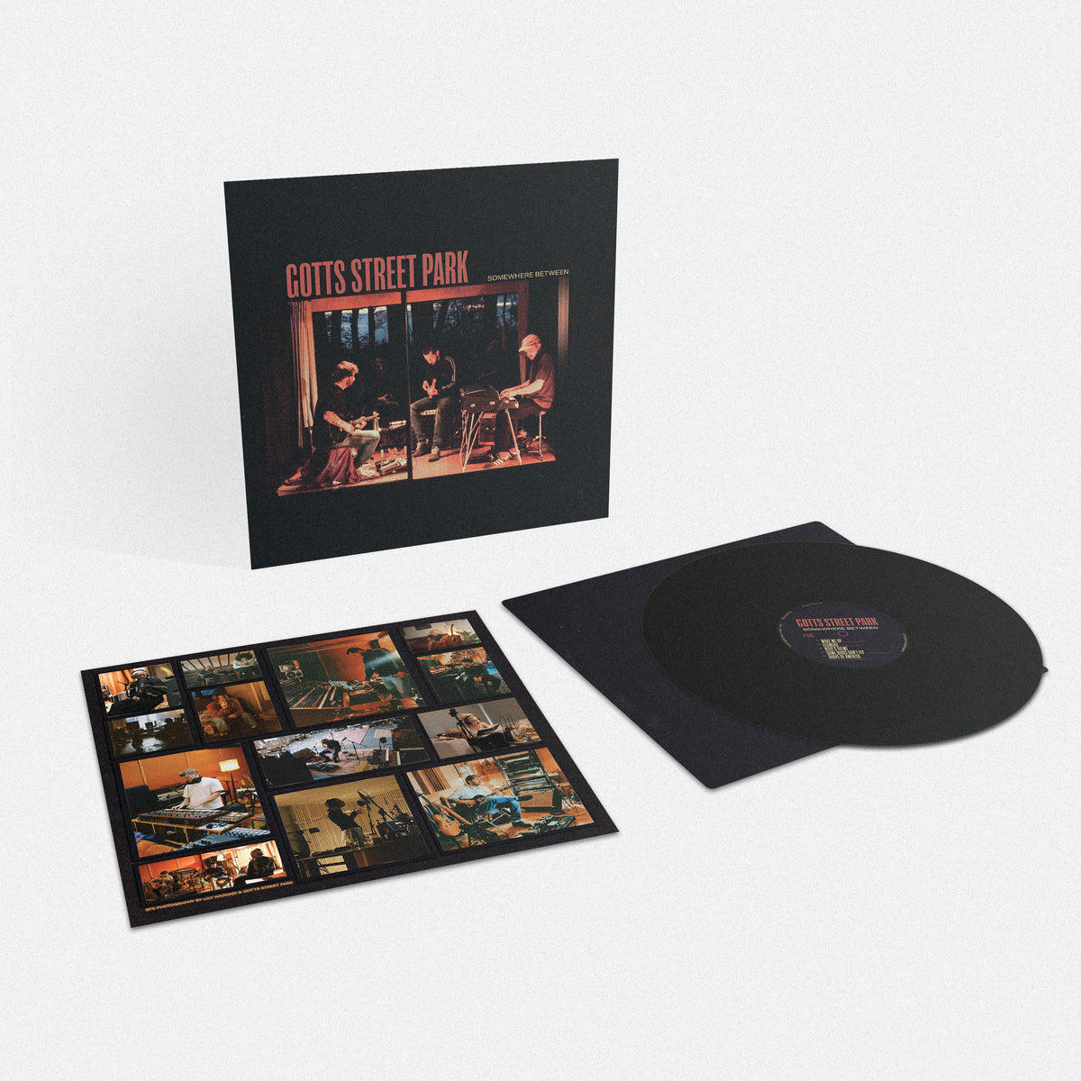 Image of Front Cover of LP - NEW/NEW - GOTTS STREET PARK, Somewhere Between (Play It Again Sam; PIASR1680LP, UK 2026), , 3 years after their critically acclaimed album ‘On The Inside’, Gotts Street Park come back with their new album ‘Somewhere Between’, featuring Celeste, Matt Maltese, Rosie Lowe, Pip Millett, Sofia and the Antoinettes, anaiis and Olive Jones. A departure from their previous work, the new record draws on richly emotional folk and Americana, with Blaze Foley, Jessica Pratt and Big Thief on 