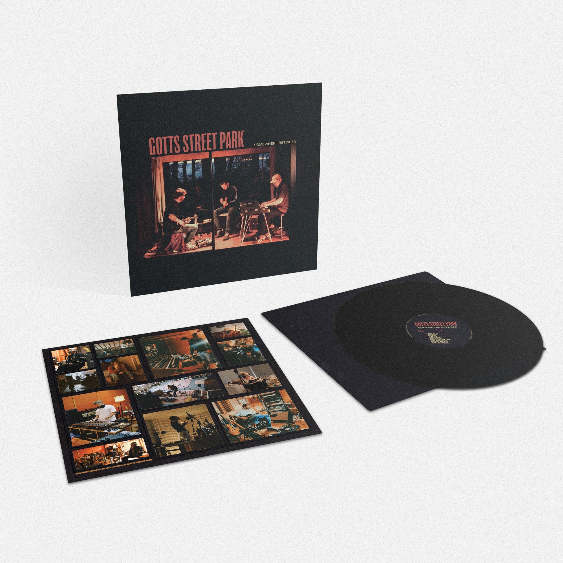 Image of Front Cover of LP - NEW/NEW - GOTTS STREET PARK, Somewhere Between (Play It Again Sam; PIASR1680LP, UK 2026), , 3 years after their critically acclaimed album ‘On The Inside’, Gotts Street Park come back with their new album ‘Somewhere Between’, featuring Celeste, Matt Maltese, Rosie Lowe, Pip Millett, Sofia and the Antoinettes, anaiis and Olive Jones. A departure from their previous work, the new record draws on richly emotional folk and Americana, with Blaze Foley, Jessica Pratt and Big Thief on 