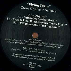 Image of Front Cover of 12" - VG+/VG+ - CRASH COURSE IN SCIENCE, Flying Turns (Pressure Traxx; PTX 005 B, Germany 2014, Company Sleeve), one faint scuff - still VG+. original company sleeve,  - 3046083S