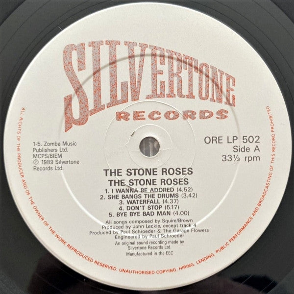 Image of Label Cover of LP - VG/G+ - THE STONE ROSES, The Stone Roses (Silvertone Records; ORE LP 502, UK 1990 Reissue, Inner), Many light hairlines and scuffs. Sleeve has edgewear. ,  - 3026180E