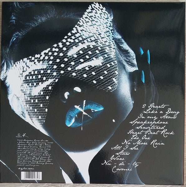 Image of Back Cover of LP - NEW/NEW - KYLIE MINOGUE, X (Parlophone; 5021732253347, Worldwide 2026 Reissue, Gatefold, Black Vinyl), , X is a stylish collection of electro-pop and futuristic club tracks, featuring big singles like 2 Hearts, Wow and In My Arms, on vinyl for the very first time.  - 3236016E