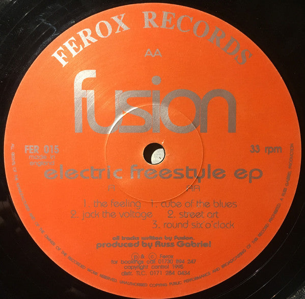 Image of Front Cover of 12" - /VG+ - FUSION, Electric Freestyle EP (Ferox Records; FER 015, UK 1995), ,  - 3046159S
