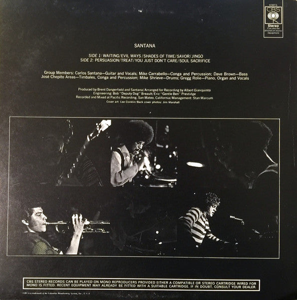 Image of Back Cover of LP - VG+/VG+ - SANTANA, Santana (CBS; S 63815, UK 1970 Reissue, A2 credited to J. Zack, no sleeve production credits in lower right corner), ,  - 3046108S