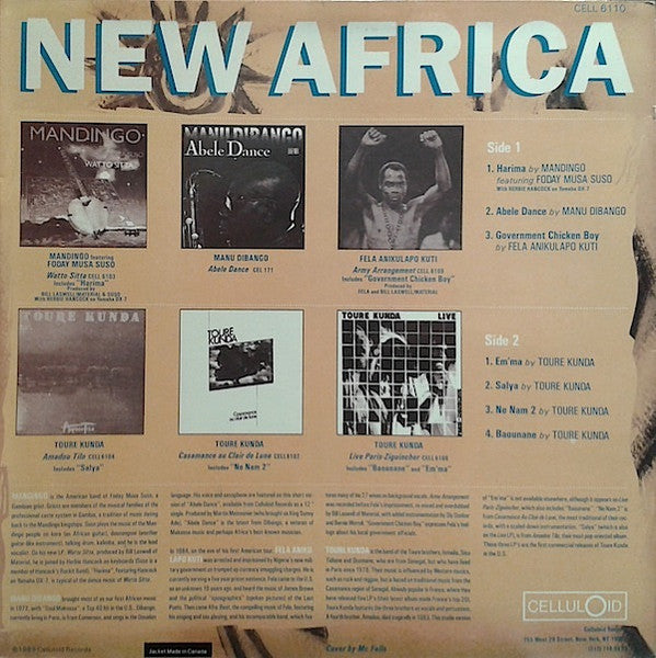 Image of Back Cover of LP - VG+/VG+ - VARIOUS, New Africa (Celluloid; CELL 6110, Canada 1985), ,  - 3016248C