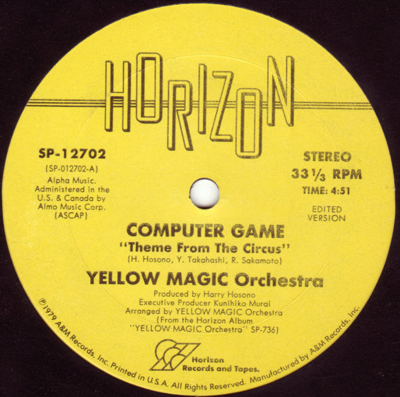 Image of Front Cover of 12" - /VG - YELLOW MAGIC ORCHESTRA, Computer Game (Horizon; SP-12702, US 1979), Strong VG,  - 3046165S