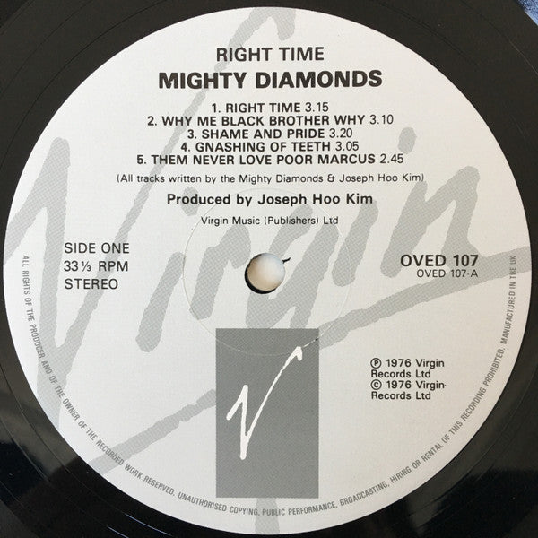Image of Label Cover of LP - VG/VG+ - THE MIGHTY DIAMONDS, Right Time (Virgin; OVED 107, UK ), ,  - 3046166S