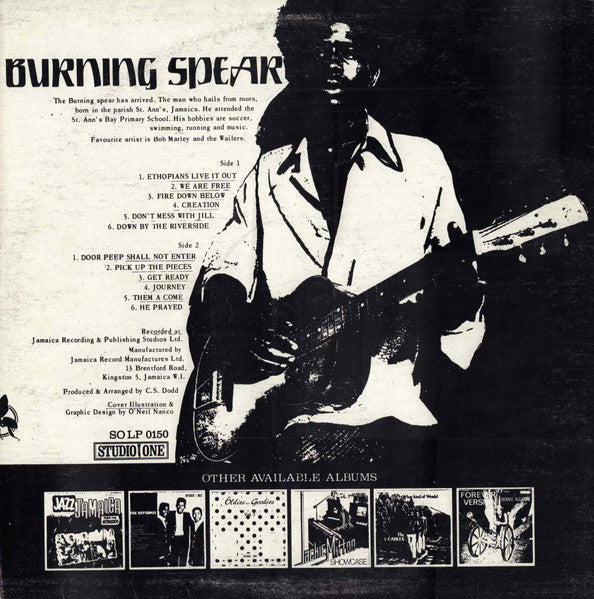 Image of Back Cover of LP - VG/VG+ - BURNING SPEAR, Burning Spear (Studio One; SO LP 0150, Jamaica 1980s Reissue), Edgewear on sleeve.,  - 3026222E