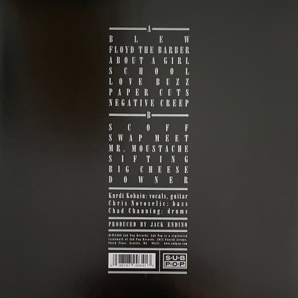 Image of Back Cover of LP - VG+/VG+ - NIRVANA, Bleach (Sub Pop; SP-034, US 2009 Reissue, Inner), ,  - 3046198S