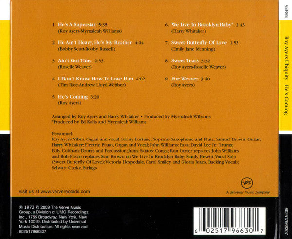Image of Back Cover of CD - VG+/VG+ - ROY AYERS UBIQUITY, He's Coming (Verve Records; 602517966307, Europe 2009, Digipak), ,  - 3056090S