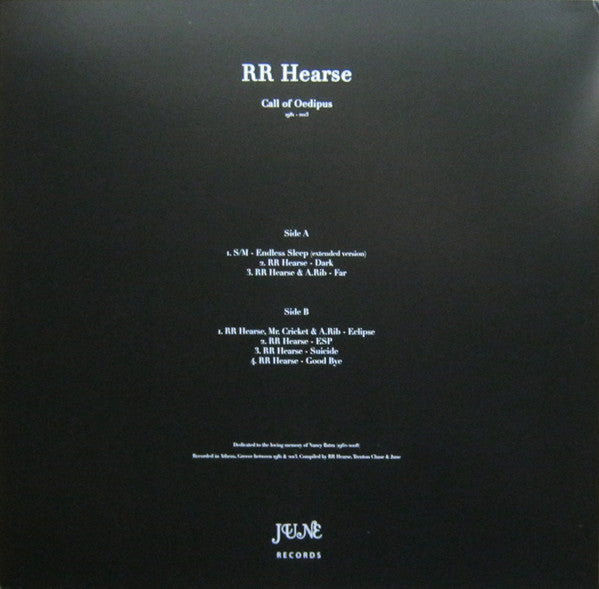 Image of Back Cover of LP - EX/EX - RR HEARSE, Call Of Oedipus (1981 - 2013) (June; JUNE10, Germany 2016, Insert, With B&W Photo), ,  - 2926215E