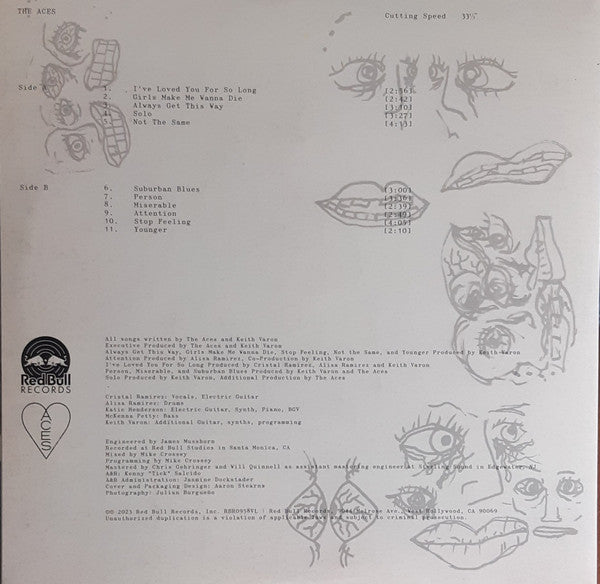 Image of Back Cover of LP - VG+/EX - THE ACES, I've Loved You For So Long (Red Bull Records; RBR0958VL3, US 2023, Gatefold, Poster, Green Vinyl), Minor corner bump. Seal opened instore, still in hype stickered shrinkwrap.,  - 3046244S