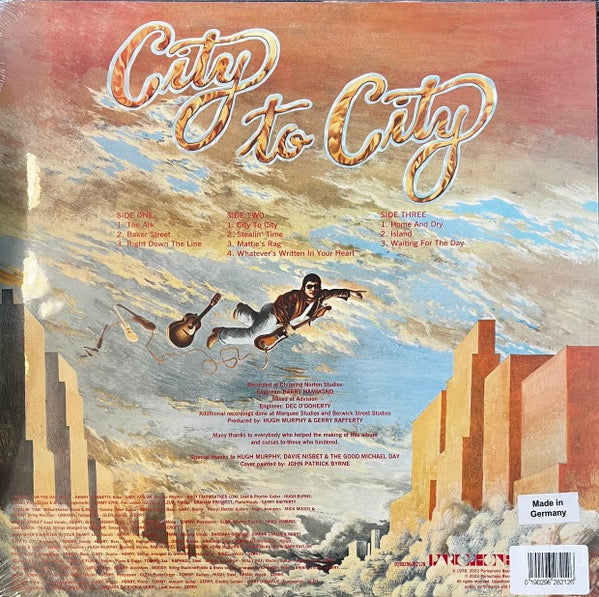 Image of Back Cover of 2xLP - NEW/NEW - GERRY RAFFERTY, City To City (Parlophone; 0190296282126, USA & Europe 2023, Limited Edition, Reissue, Remastered at Abbey Road Studios, Etched, Single Sided, Orange Vinyl), ,  - 3036128E