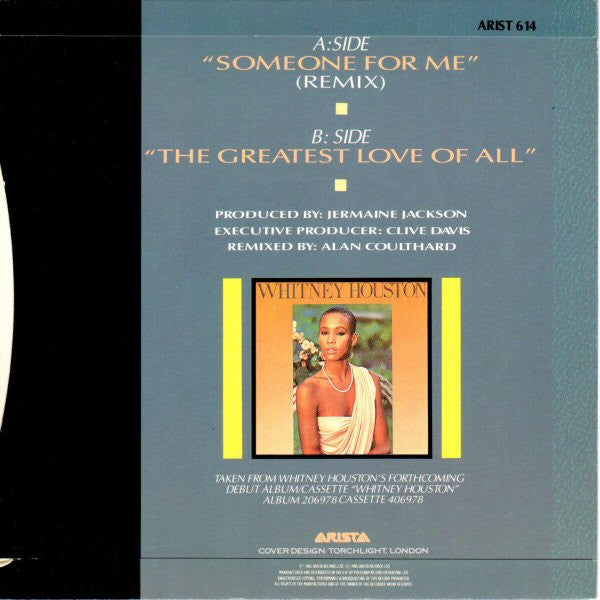 Image of Back Cover of 7" - VG/VG - WHITNEY HOUSTON, Someone For Me (Remix) (Arista; ARIST 614, UK 1985, Picture Sleeve), ,  - 3016282C