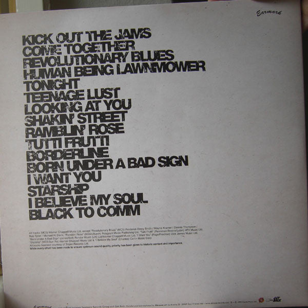 Image of Back Cover of 2xLP - VG+/VG+ - MC5, Motor City Is Burning (Earmark; 40001, Italy 1999, Gatefold in Stickered Clear Plastic Cover, 2 Inners, 180 Gram Vinyl), ,  - 3046234S