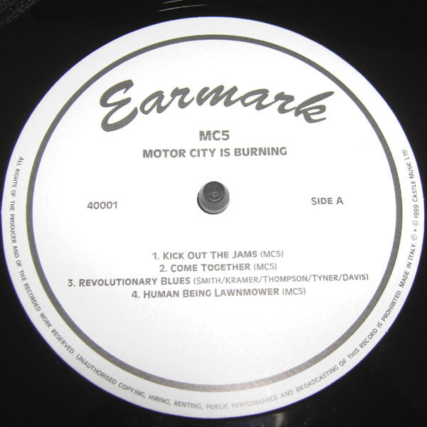 Image of Label Cover of 2xLP - VG+/VG+ - MC5, Motor City Is Burning (Earmark; 40001, Italy 1999, Gatefold in Stickered Clear Plastic Cover, 2 Inners, 180 Gram Vinyl), ,  - 3046234S