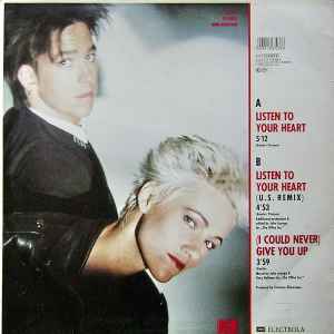Image of Back Cover of 12" - VG+/VG+ - ROXETTE, Listen To Your Heart (Parlophone; 060-13 6323 6, Europe 1988), ,  - 3046235S