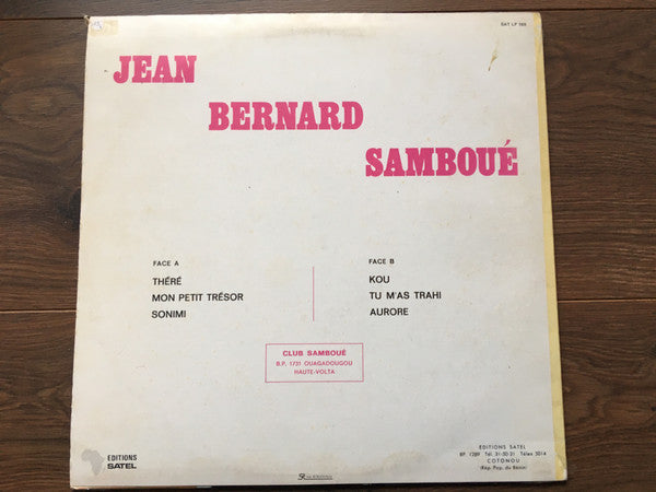Image of Back Cover of LP - G+/VG - JEAN BERNARD SAMBOU , Jean-Bernard Sambou  (Disques Tropiques; SAT LP 169, Benin , Laminated Front Sleeve), Crackle from press, light marks. Creases on lamination,WOC on back.,  - 3046211S
